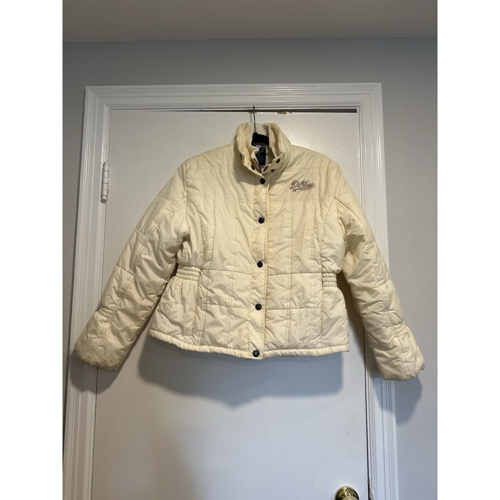 VTG Y2K Def Jam University '84 Women's Sz: XL Cream Full Zip Puffer Jacket.